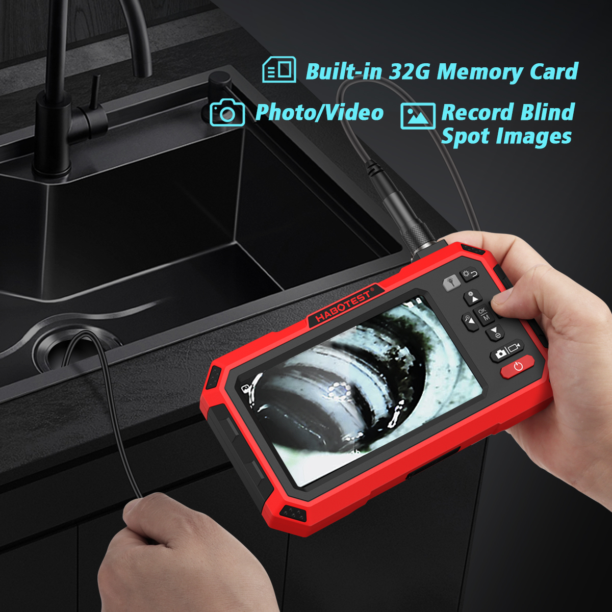 HABOTEST HT669A High Definition Industrial Borescope 1080P HD Video 32G ...