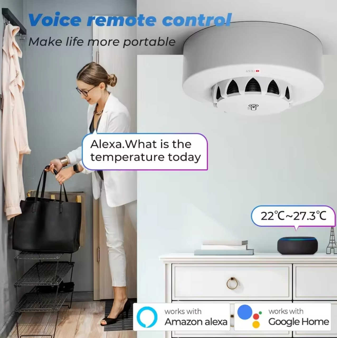 Tuya WiFi Smoke Alarm Temperature and Humidity Sensor Smoke Detector ...