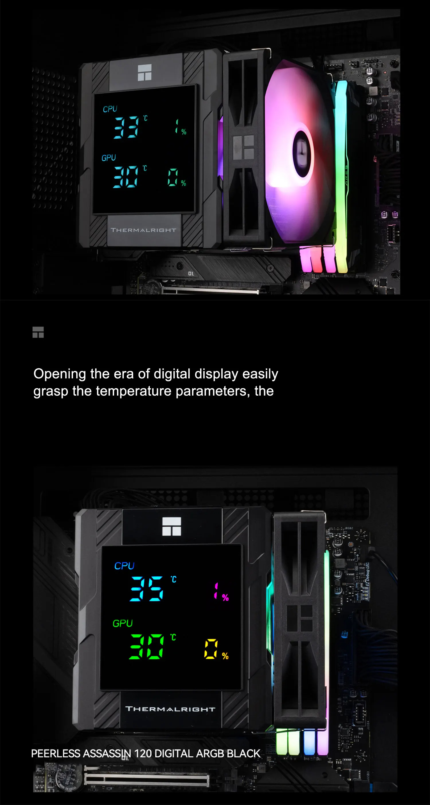Thermalright PA120 Digital WHITE ARGB LCD display CPU Air Cooling ...