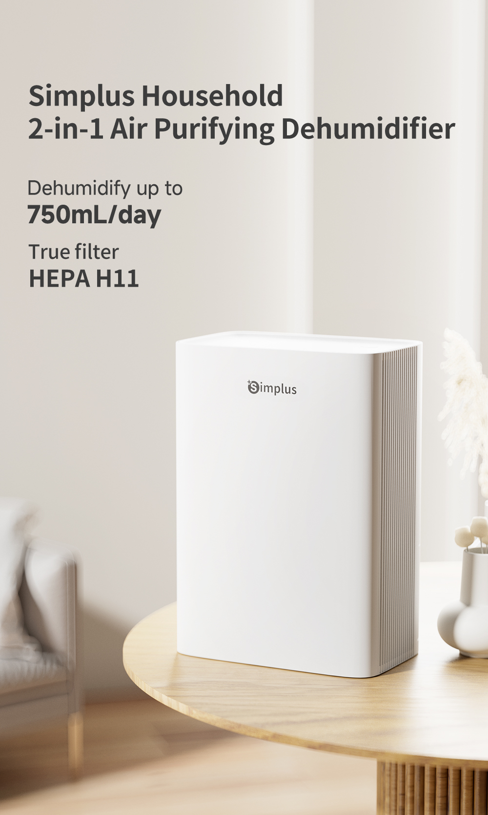 Simplus Dehumidifiers for Home Air Purifier, Quiet Dehumidifiers for ...