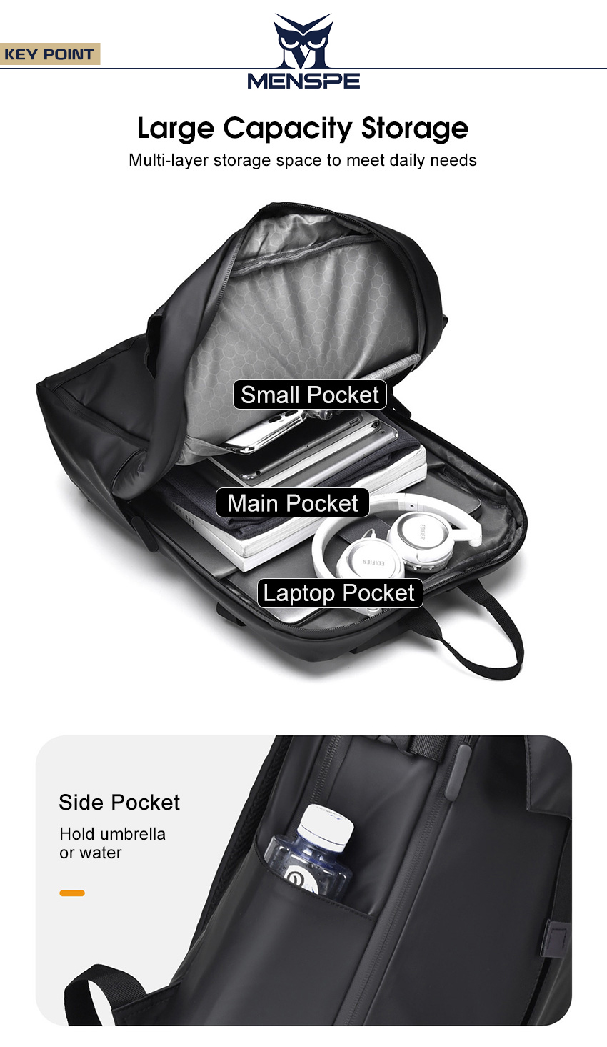 MENSPE Backpack for Man Laptop Backpack Water Resistant Travel Sports ...