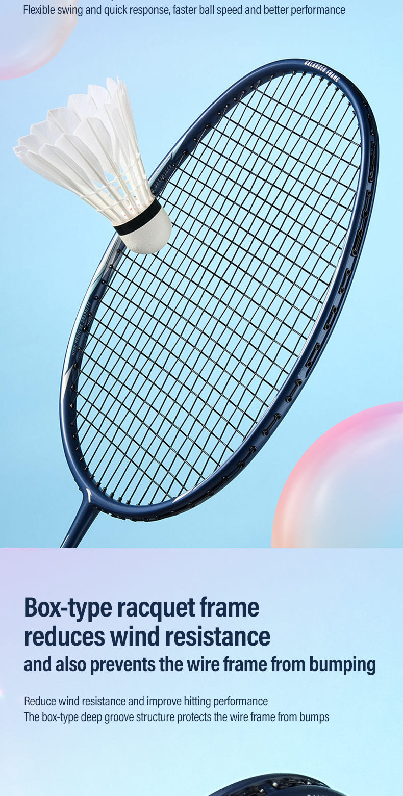 ANTA Unisex Elastic Durable Stable Carbon Advanced Badminton Racket Two ...