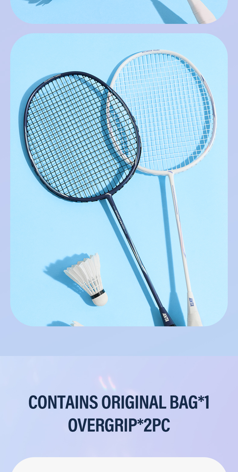 ANTA Unisex Elastic Durable Stable Carbon Advanced Badminton Racket Two ...