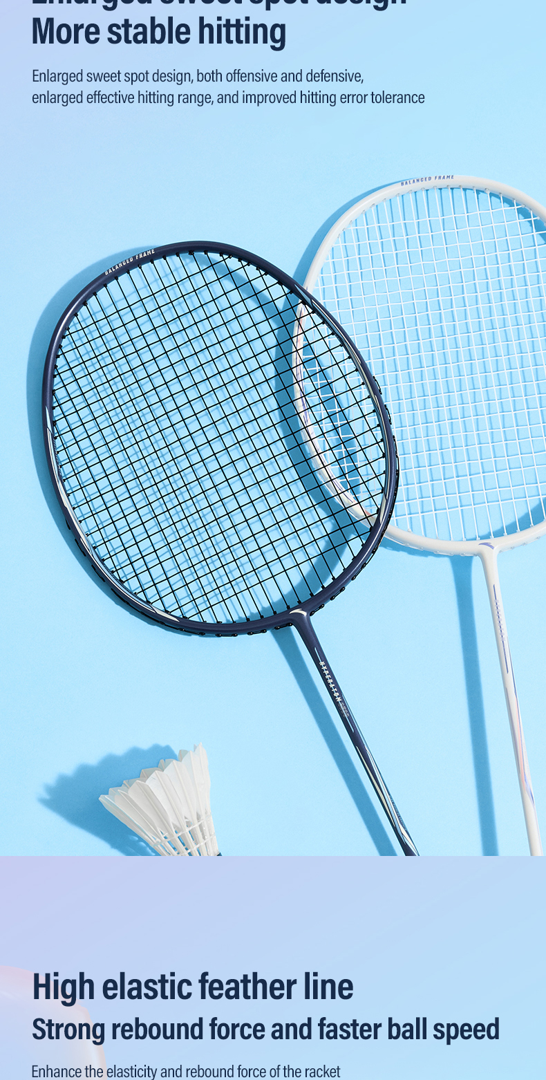 ANTA Unisex Elastic Durable Stable Carbon Advanced Badminton Racket Two ...