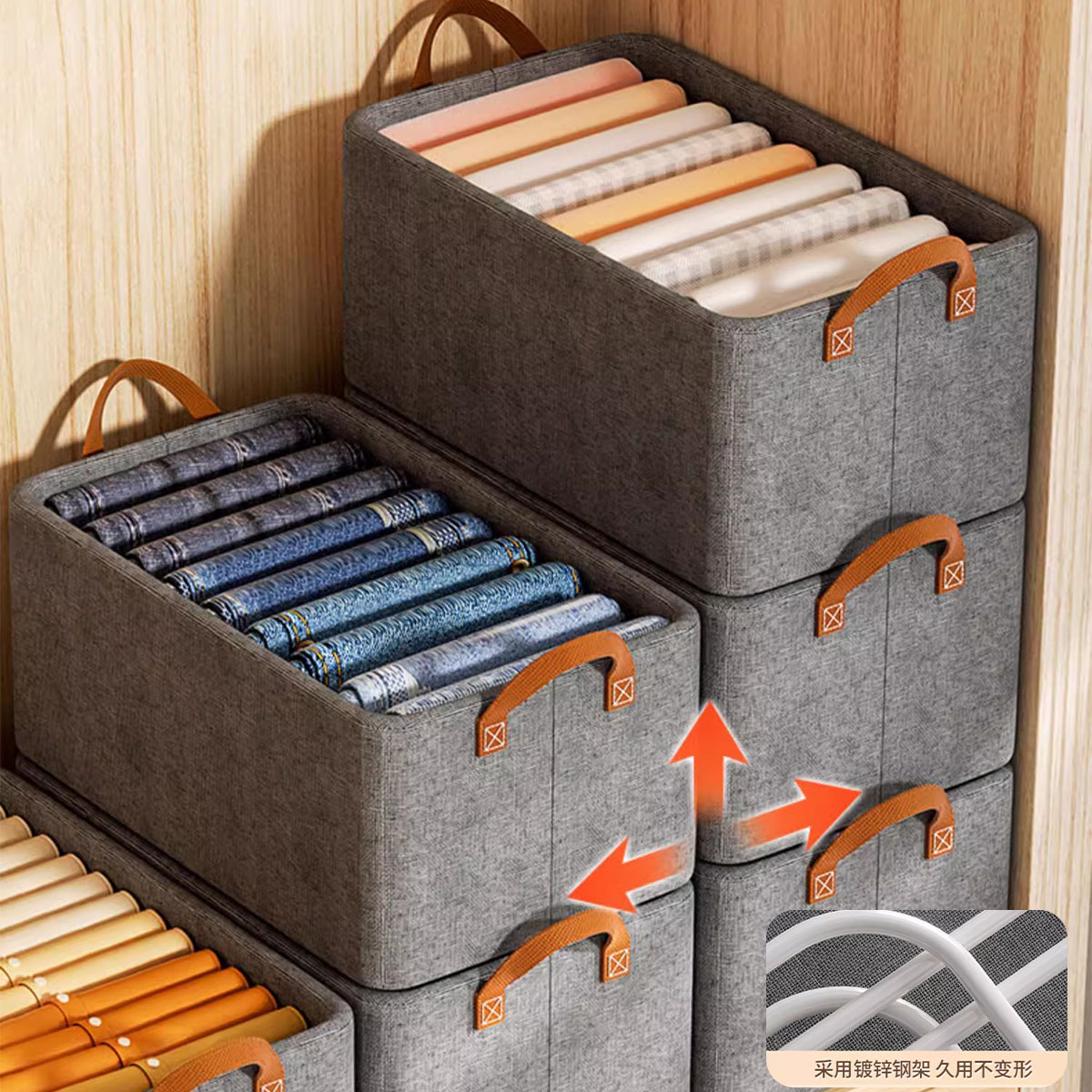 Large Foldable Steel Frame Storage Box Foldable Clothes Storage ...