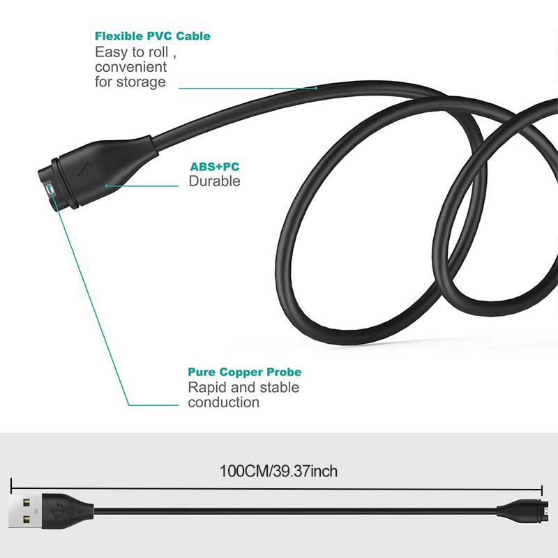 NENASEW Lot 2 Câbles Charge Garmin – Compatible Fenix 7/6/5, Forerunner, Venu, Vivoactive, Instinct, Quatix, 1,2m Robuste