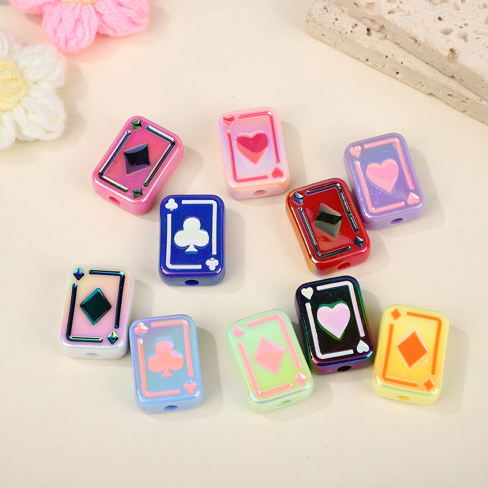 10pc/bag Acrylic Square UV Color-Plated Oil Dripping Playing Card Beads ...