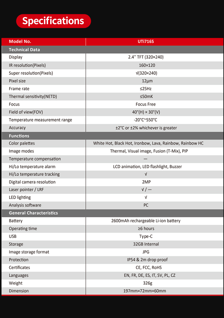 UNI-T Uti120S IR Infrarot Wärmebildkamera -20~400? Produktbild-Vorschau 11