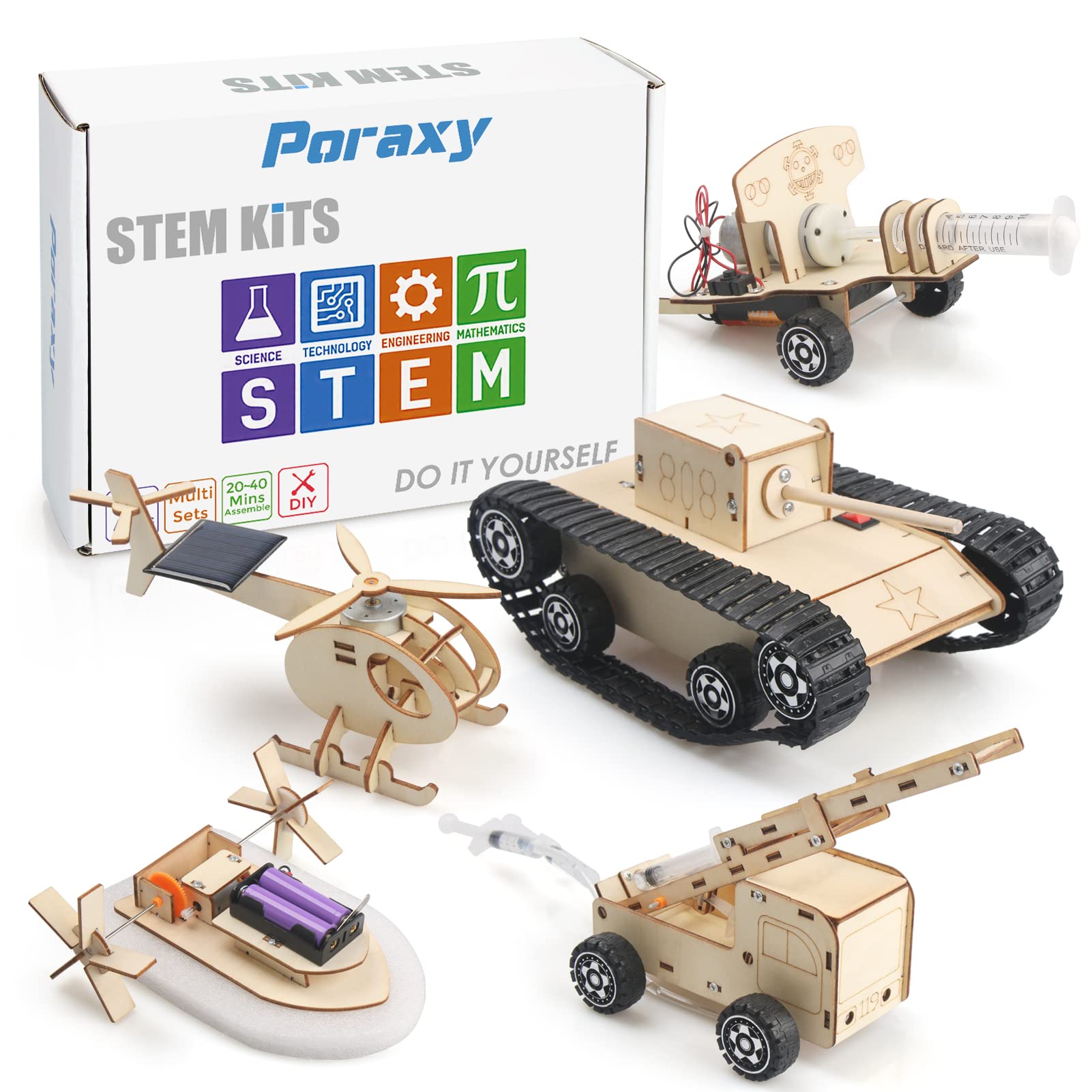 STEM Toys DIY Wooden 3D Tank Model Science Kit Assembly Toys Physics ...