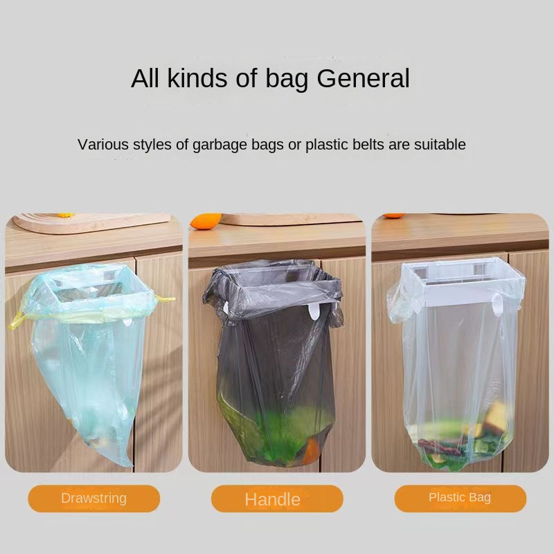 Wall mounted simple foldable household garbage bag rack cabinet door ...