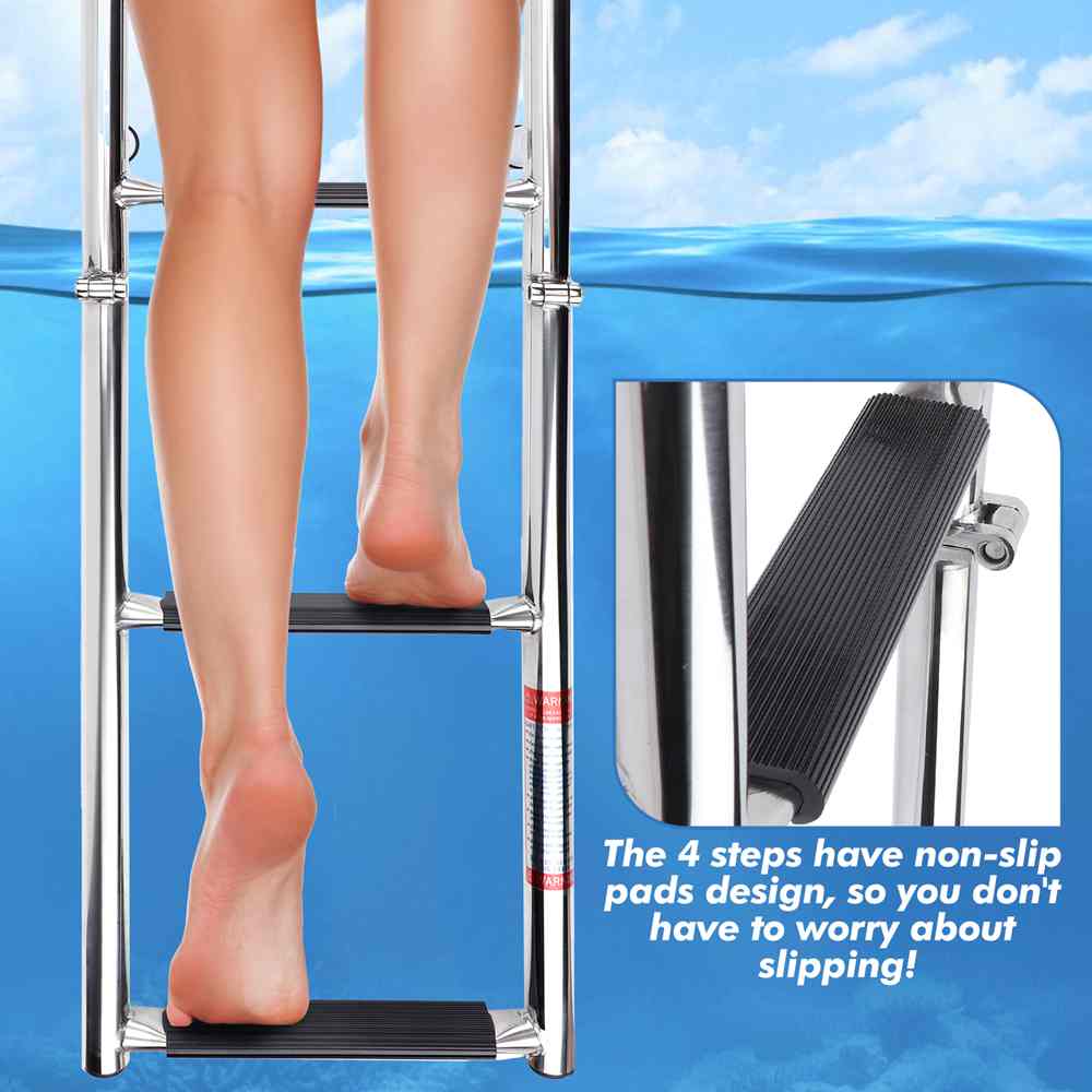 Marine Foldable Telescopic Ladder 4 Step Pool Ladder Stainless Steel ...