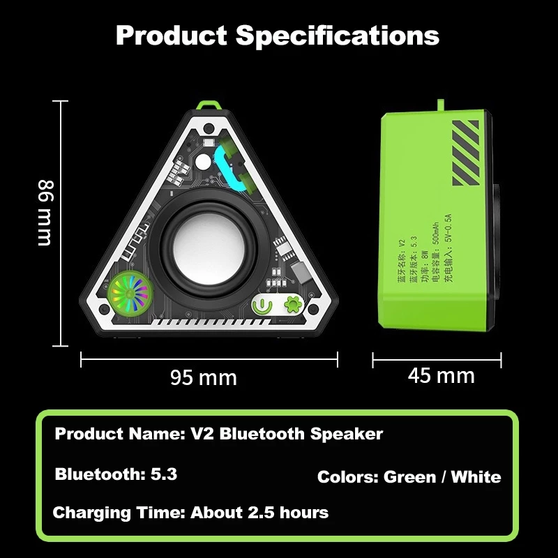 V2 mini wireless Bluetooth speaker, 360° stereo bass charging portable ...