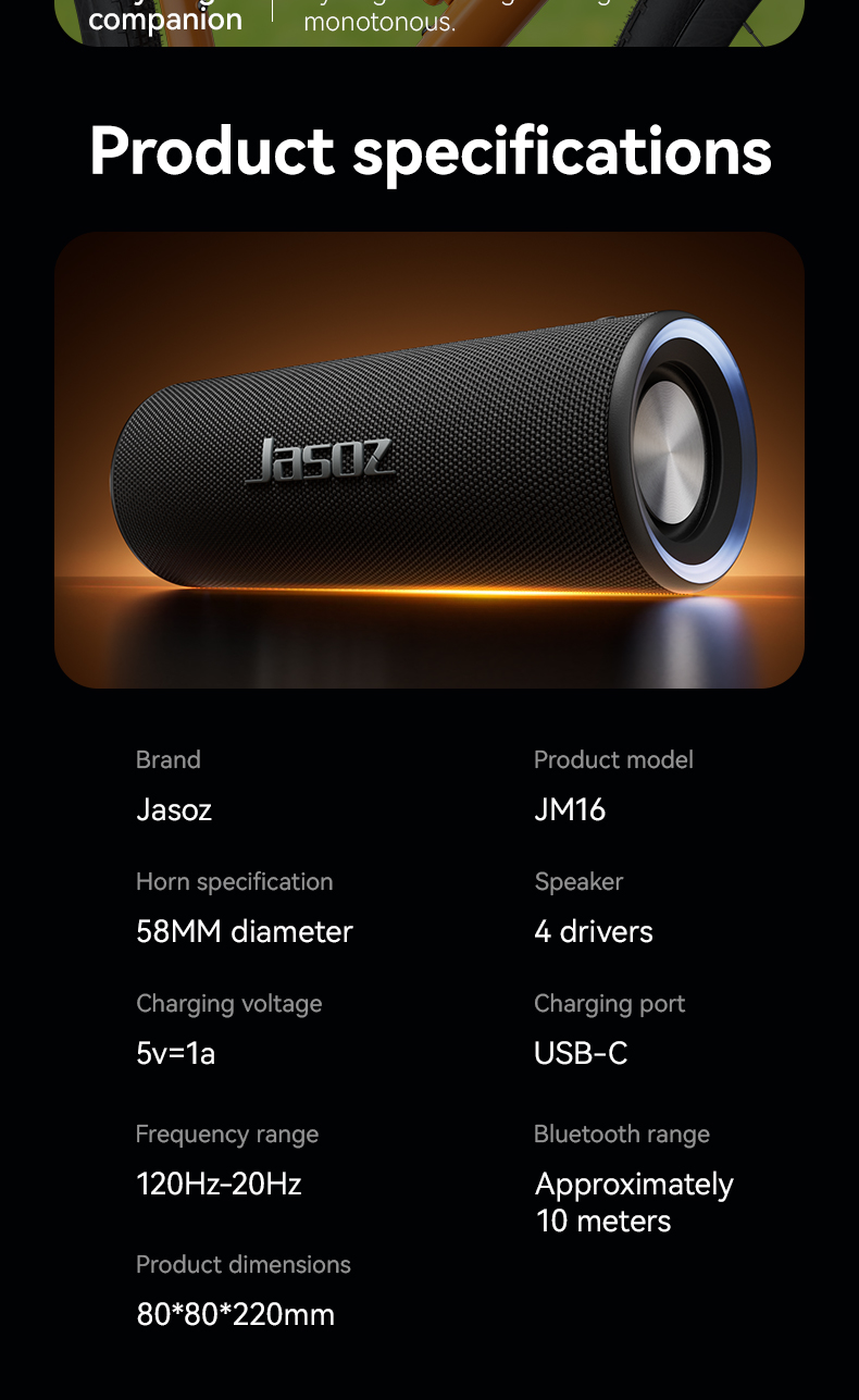 Jasoz JM16 20W Ultra Bluetooth 5.3 Speaker 20W Powerful Sound RGB HIFI ...
