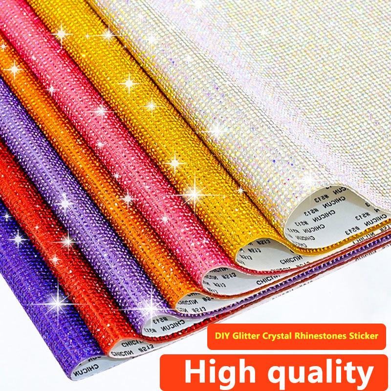 2Pcs/12x20cm Self Adhesive Rhinestone Sticker Tape DIY Decoration ...