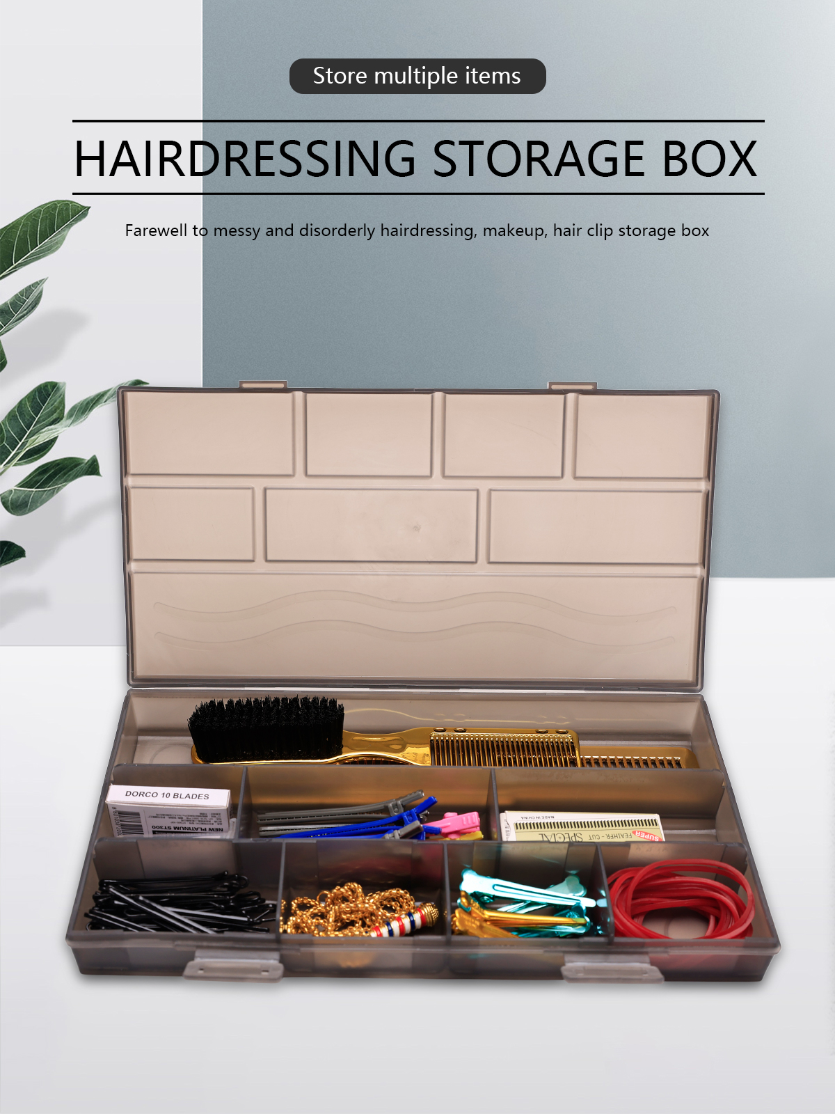 Hairdressing Tools Storage Box Multi Grid Compartment Organizer Comb ...
