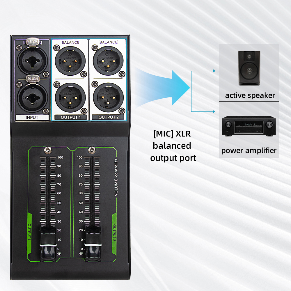 Passive Monitor Volume Controller XLR 1 Input 2 Output Stereo Studio ...