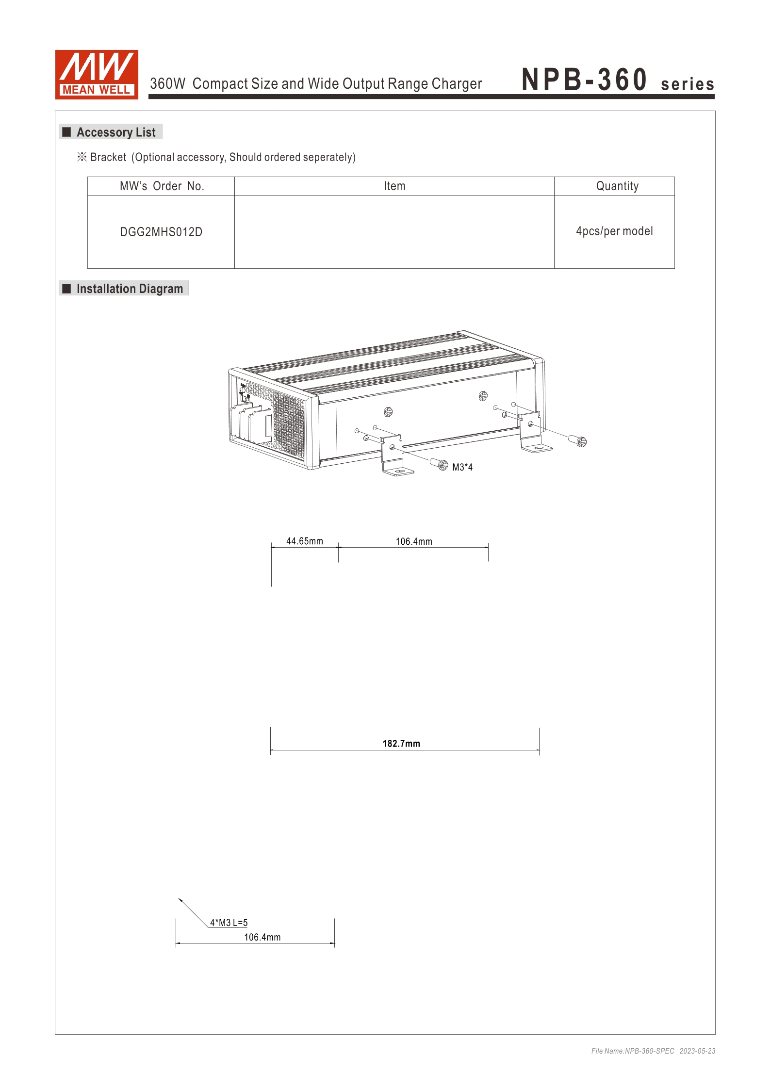 MEAN WELL NPB-360 NPB-360-12TB NPB-360-24TB NPB-360-48TB NPB-360-12XLR ...