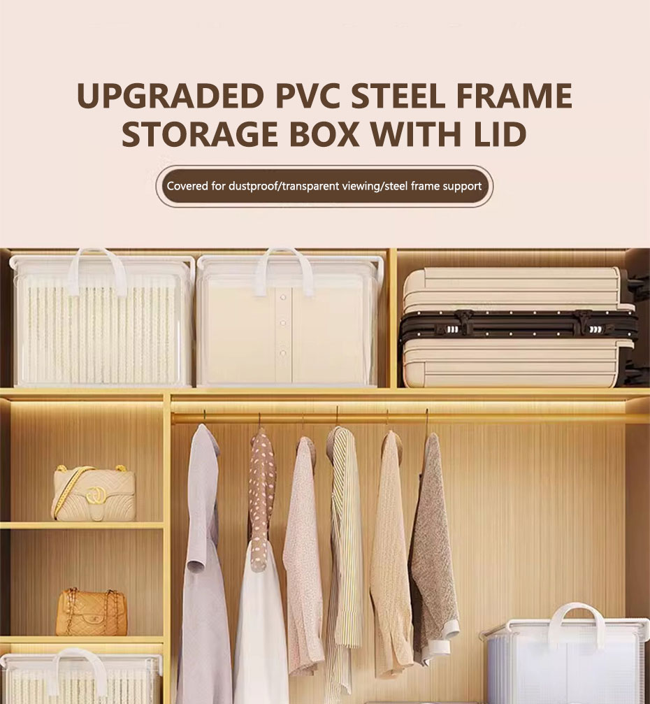 Storage Box PVC Transparent Storage Box Foldable With Metal Frame ...