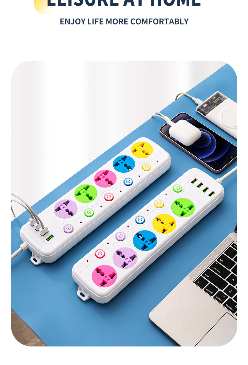 extension socket Power strip 8 metro, 2500w outlet socket, USB ...