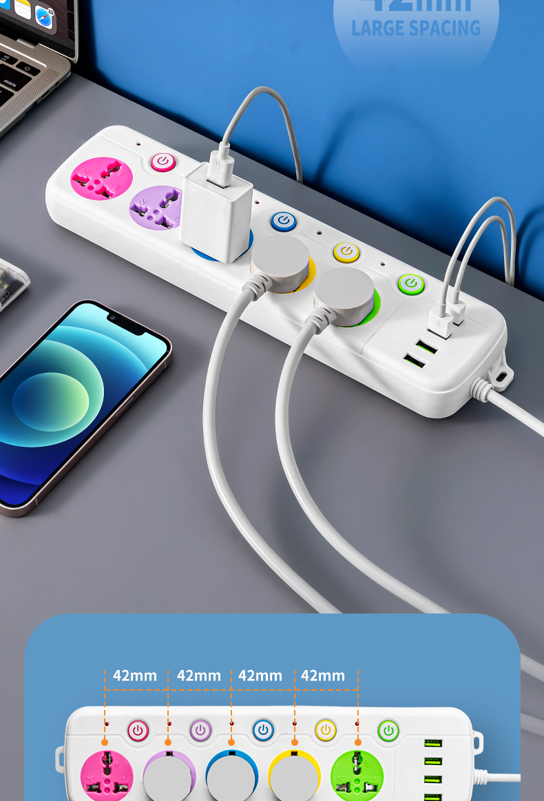 extension socket Power strip 8 metro, 2500w outlet socket, USB ...