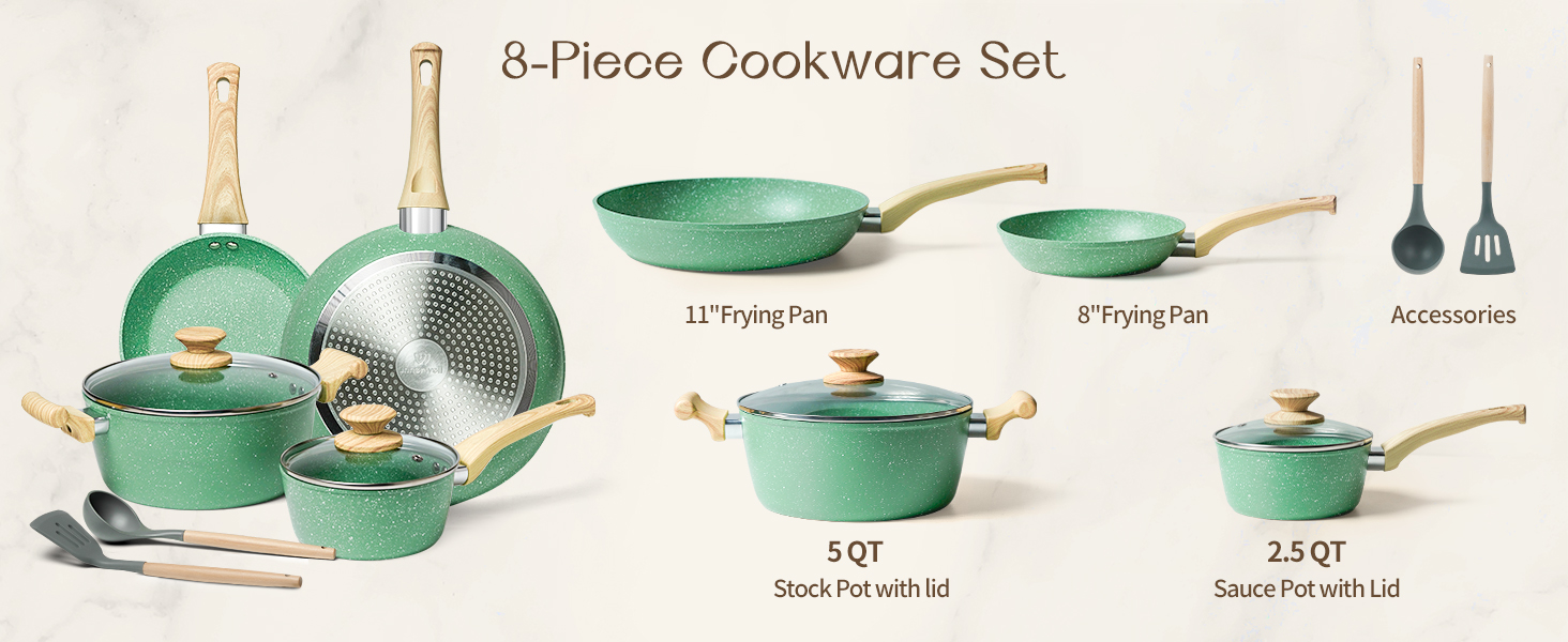 Innerwell Granite periuk batu Non Stick Cookware Set PFOA Free Suitable ...