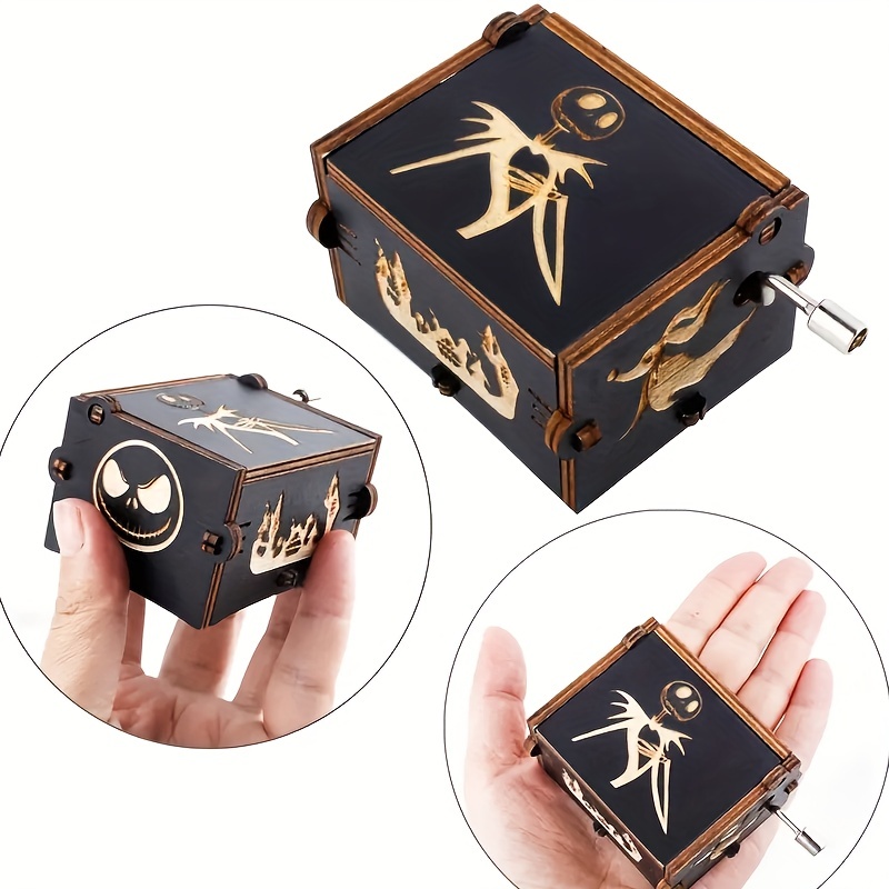Wooden music box Halloween theme scary atmosphere series music box hand ...
