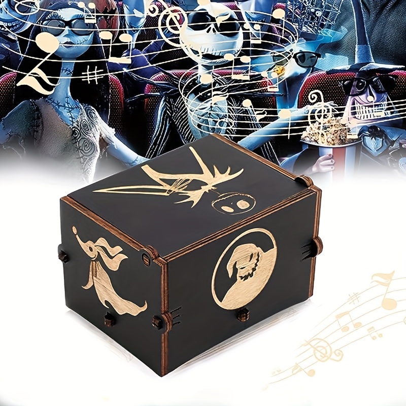 Wooden music box Halloween theme scary atmosphere series music box hand ...