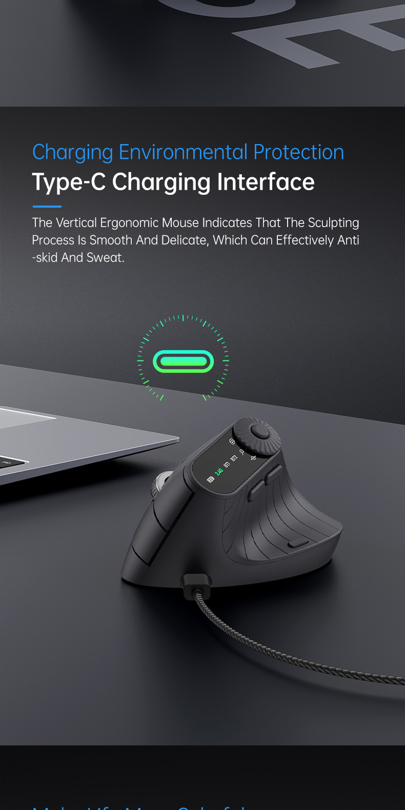 Monster M2Pro/M2MAX Wireless Mouse Ergonomic Vertical Mice LED 8 ...