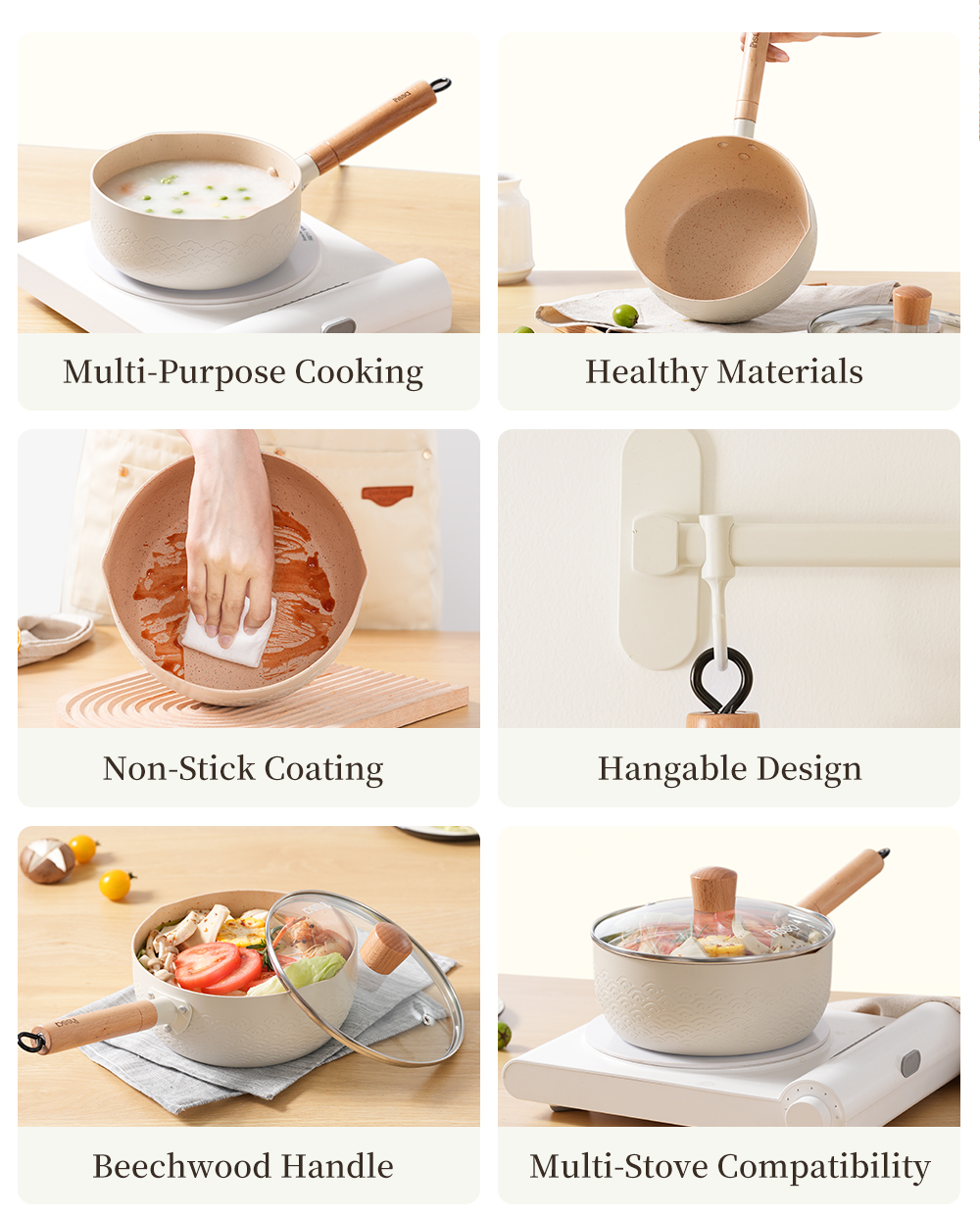 Simplus Non Stick Saucepan Milk Pan Snow Pan 18/20cm Cooking Pot PFOA ...