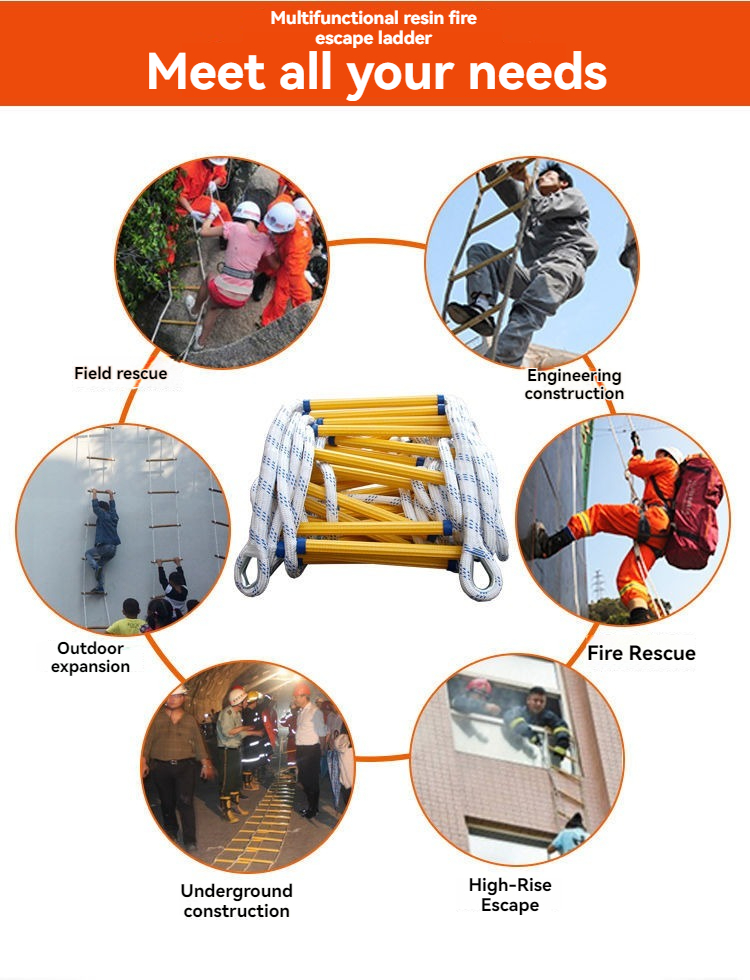 5Meters Fire Escape Ladder Anti-skid Rescue Rope Emergency Work Safety ...