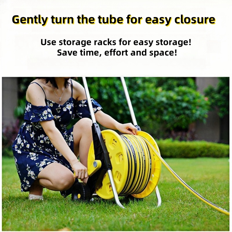 10M/15m/20M/25M/30M/50M Garden Hose Yellow Hose Reel Storage Rack With ...