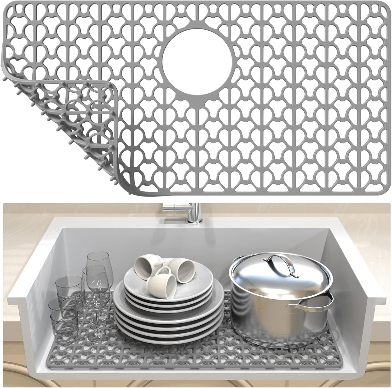 Sink Protectors for Kitchen Sink, Silicone Sink Mat, Heat-resistant ...