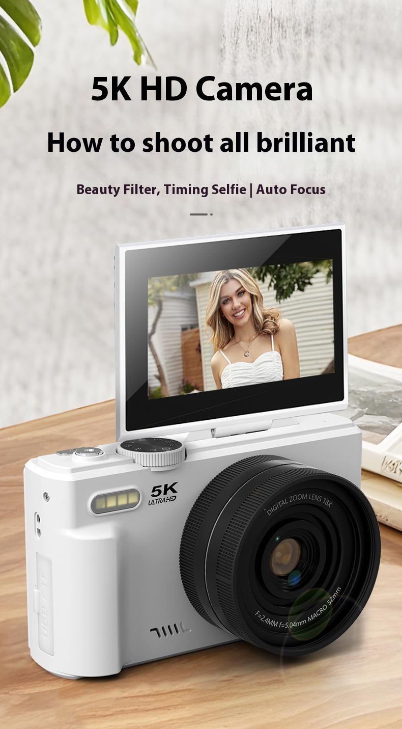 HJX WD08 Digital Camera for Photography, 5K Vlog Camera 3 Inch 180 ...