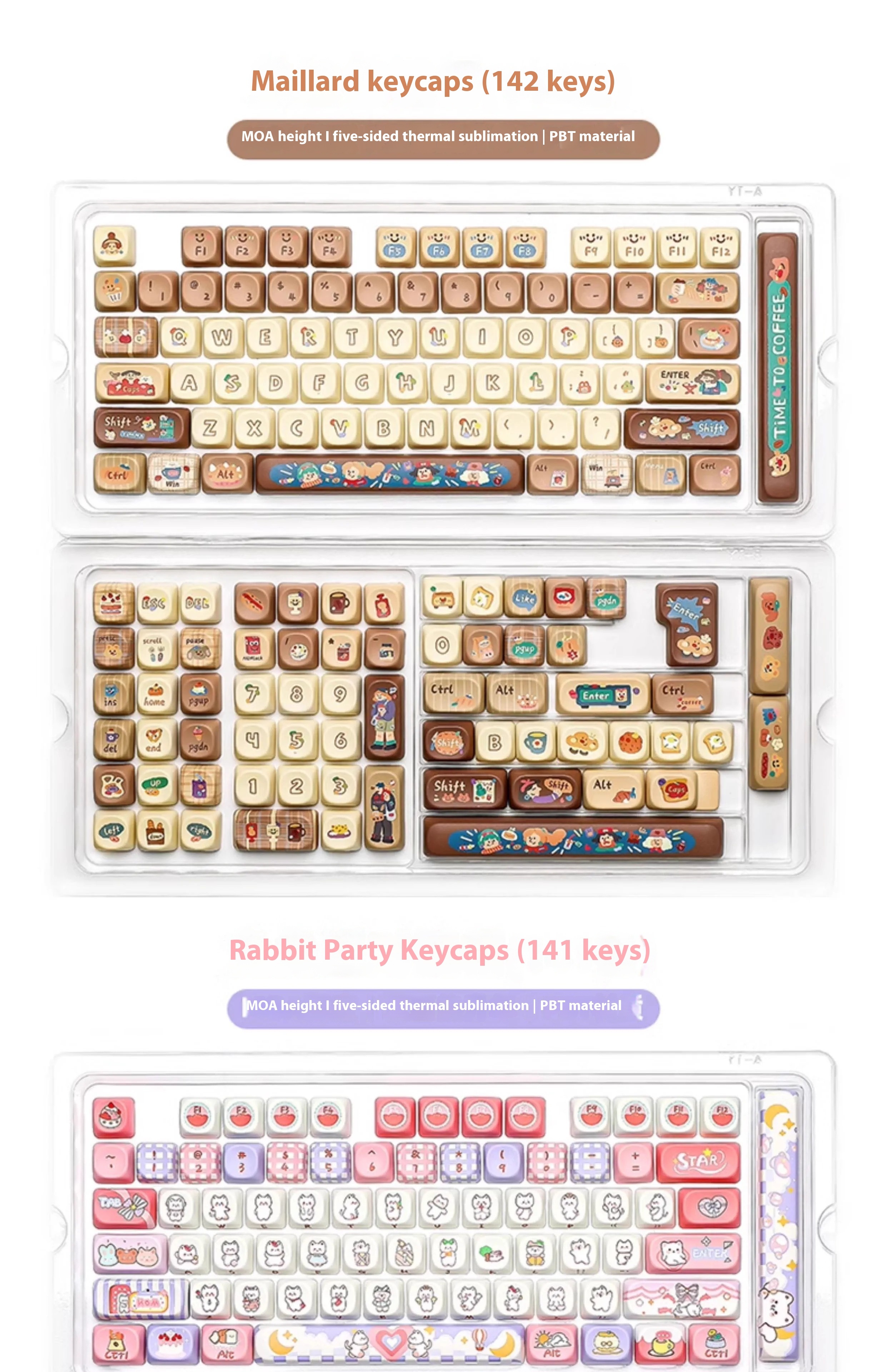 YUNZII Macaron Series Keycaps MOA Height Five Sided Thermal Sublimation ...