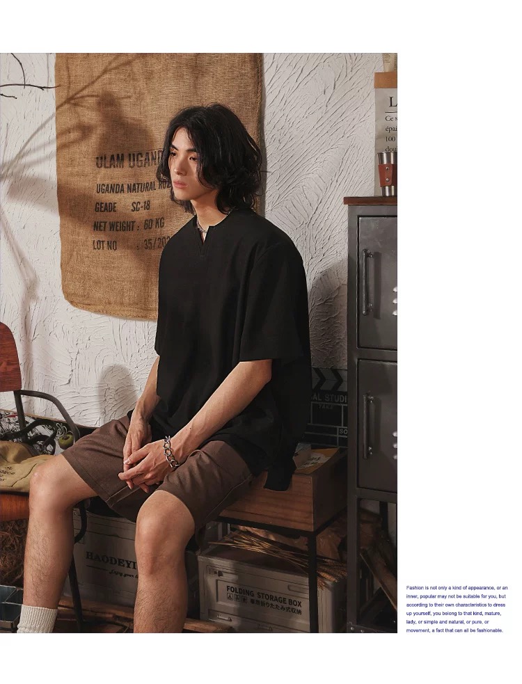 Proman-Men's Plain Waffle T Shirt Korean Style Simple Trendy Casual ...