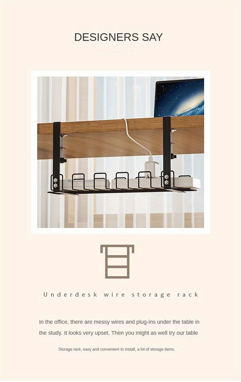 Under Table Storage Cabinet Rack Cable Management Tray Desk Socket ...