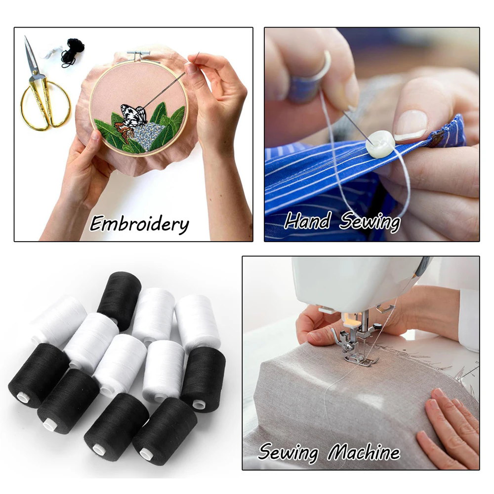 2Pcs 500M Sewing Thread Polyester Thread Set Strong And Durable Black ...