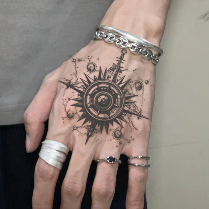 Waterproof Compass Tattoo Sticker - Semi-Permanent Arm Body Art ...