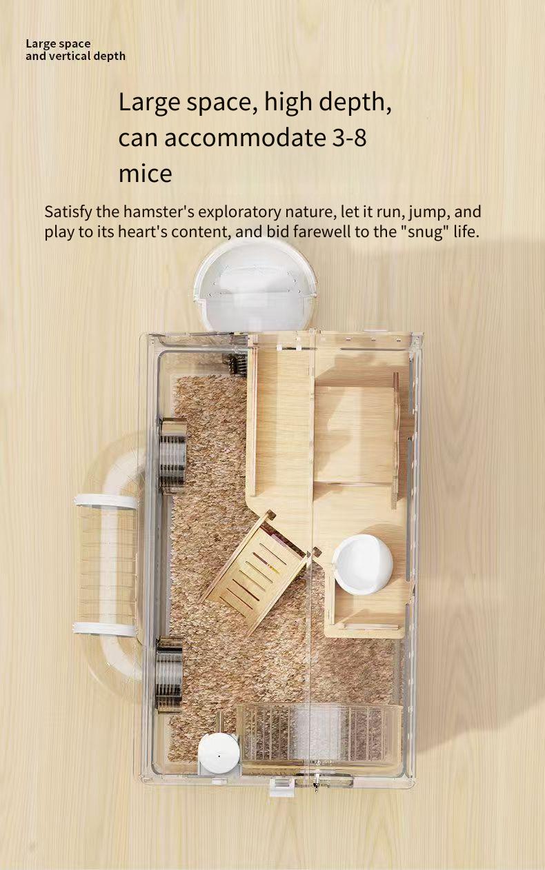 View of Hamster Cage Luxury Acrylic Hamster Ornamental Cage Pet Breeding Box ...