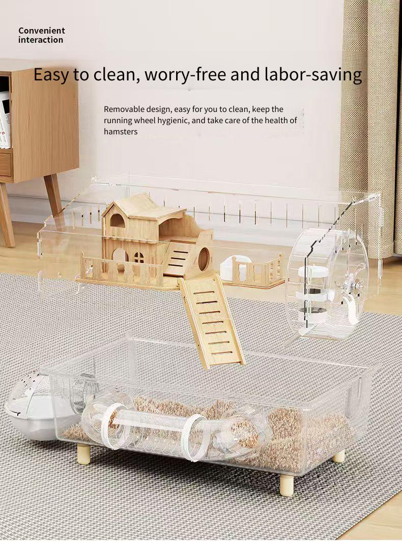 Hamster Cage Luxury Acrylic Hamster Ornamental Cage Pet Breeding Box ...