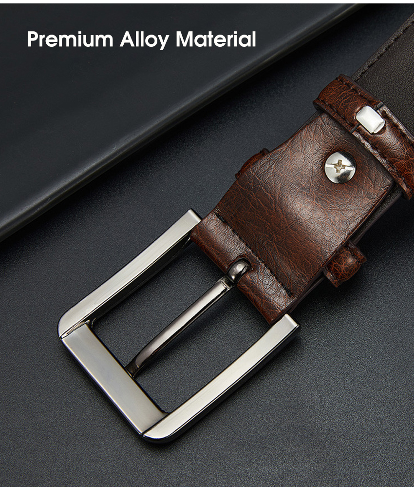 Cliont Men's Genuine Leather Belt - 3.8cm Width, Classic Pin Buckle, Casual Style - View #13