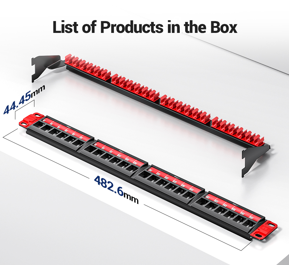 AMPCOM Blank Keystone Patch Panel 1U 24-Port, RJ45 UTP Detachable Tool ...