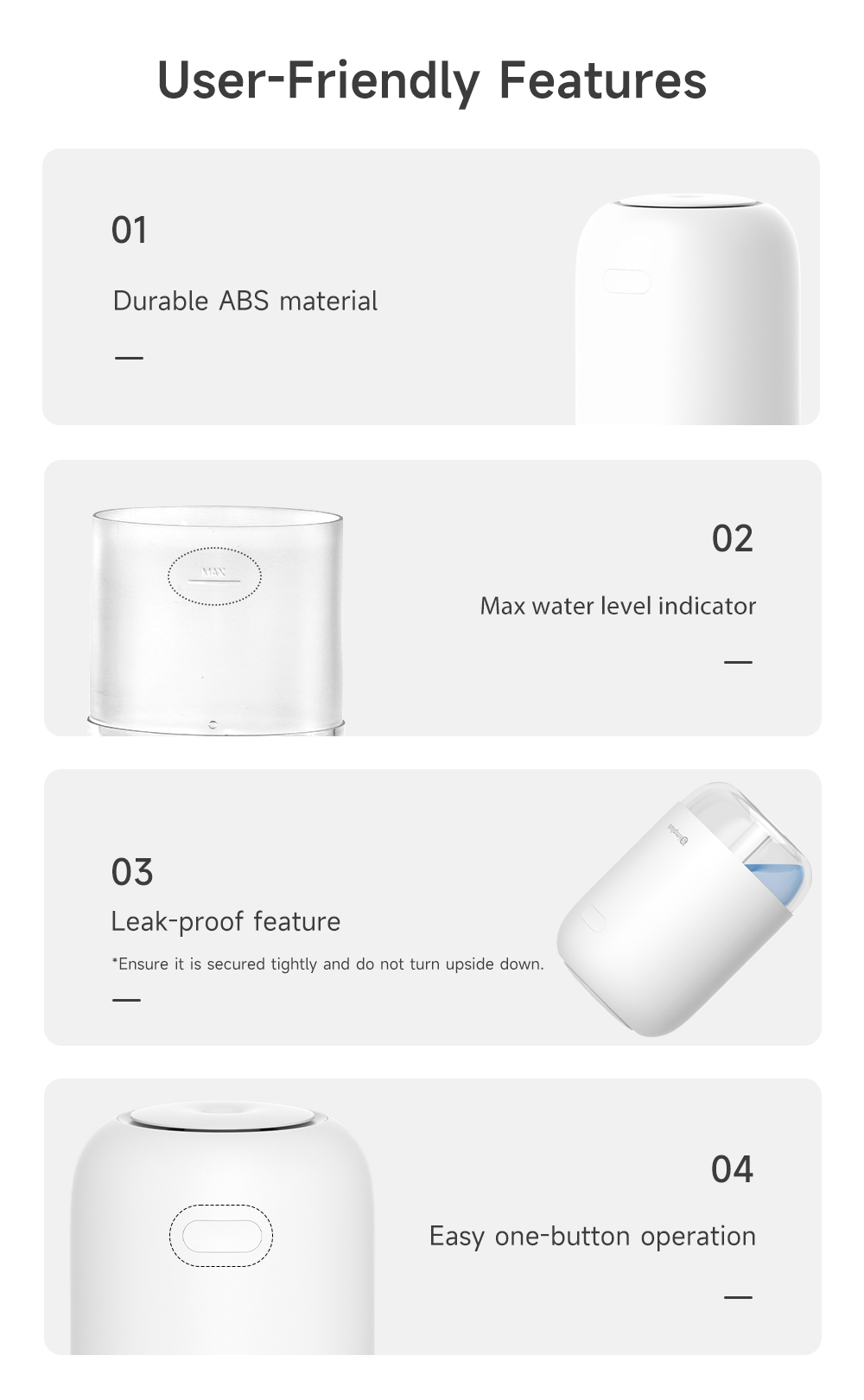 Simplus Humidifier Household Desktop Car Humidification Type-C Charging ...