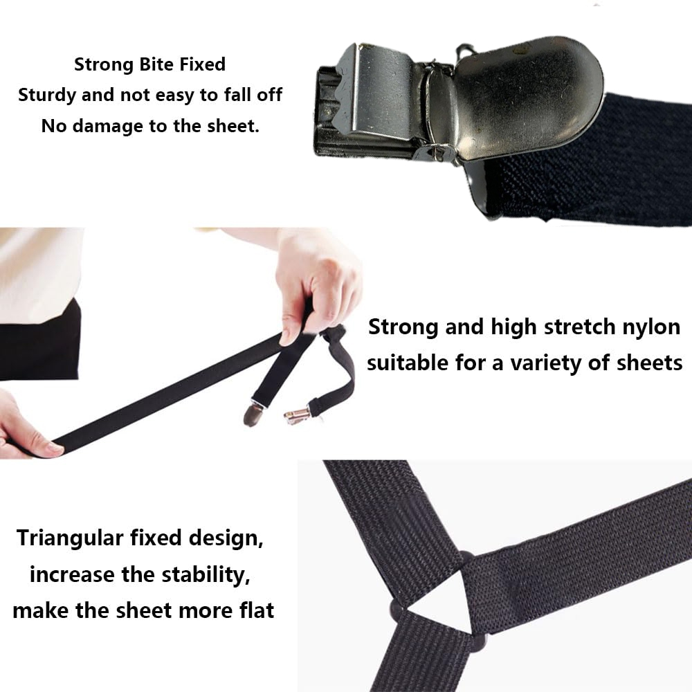 Elastic sheet fasteners with adjustable straps and 6-way cross clips to ...