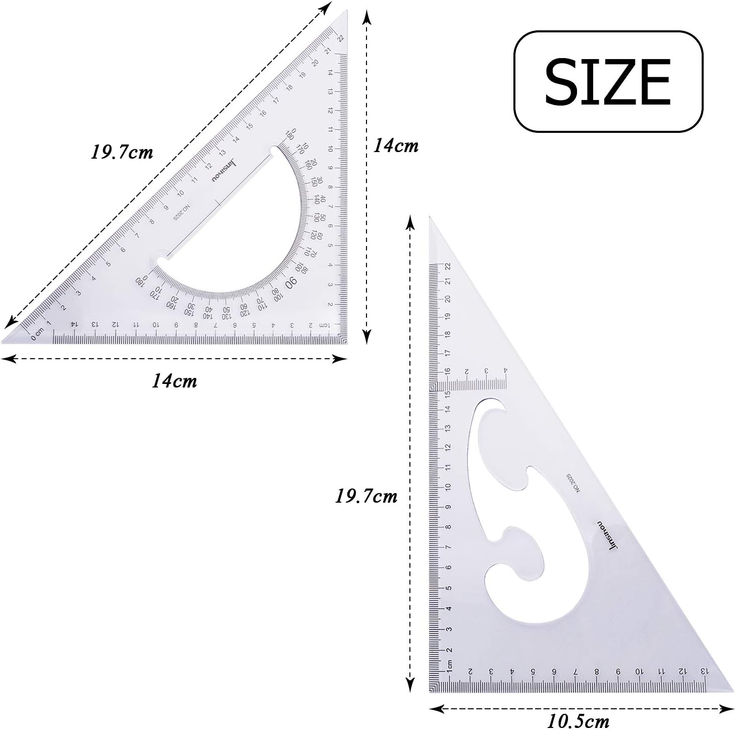 Large Triangle Ruler Square Set 30/60 And 45/90 Degrees Set of 2 Tools ...