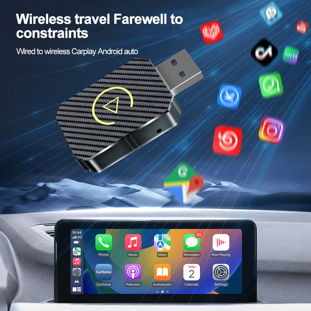 2-in-1 Wireless CarPlay Adapter Android Mini Auto Wireless Adapter 5Ghz ...