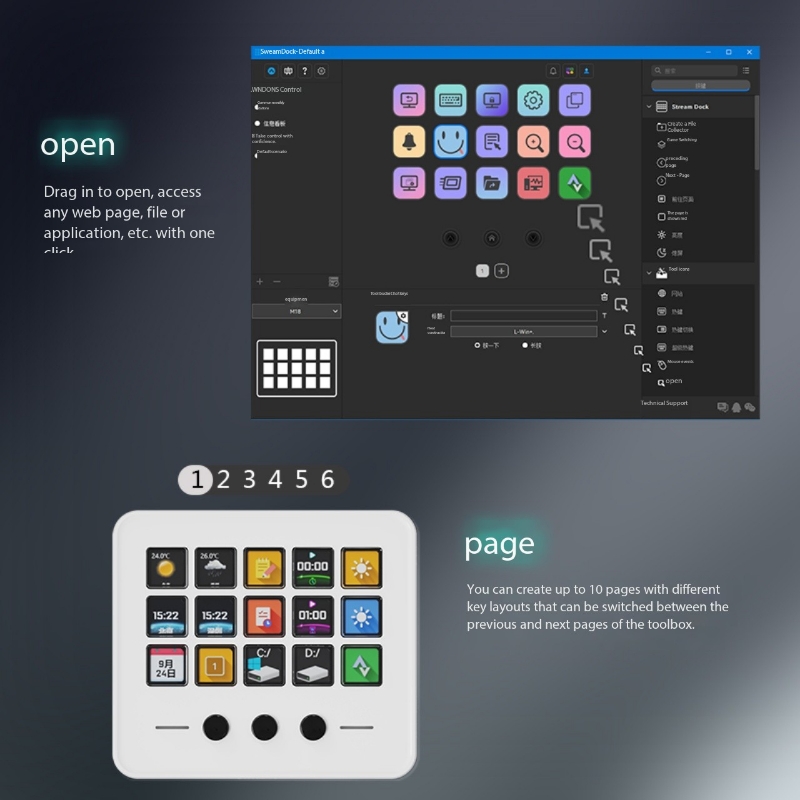 Mirabox Streamdeck M18 Visual Custom keyboard Live Broadcast console ...