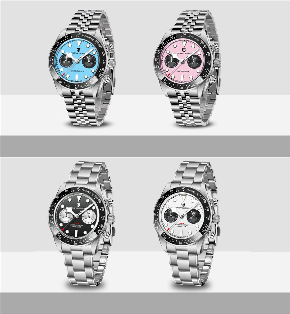 PAGANI DESIGN Sports Chronograph Japan VK64 Quartz Men Watch Turquoise ...