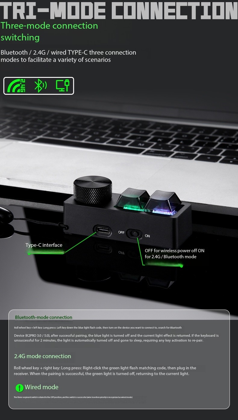 DarmoShark K2PRO Two-button Custom Keypad Copy-paste Wireless ...