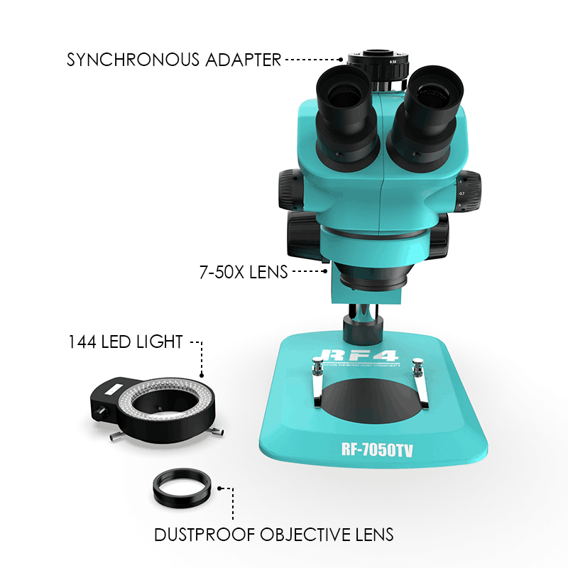 RF4 RF-7050TV Synchronous Focusing Microscopes Triocular Microscope 7 ...